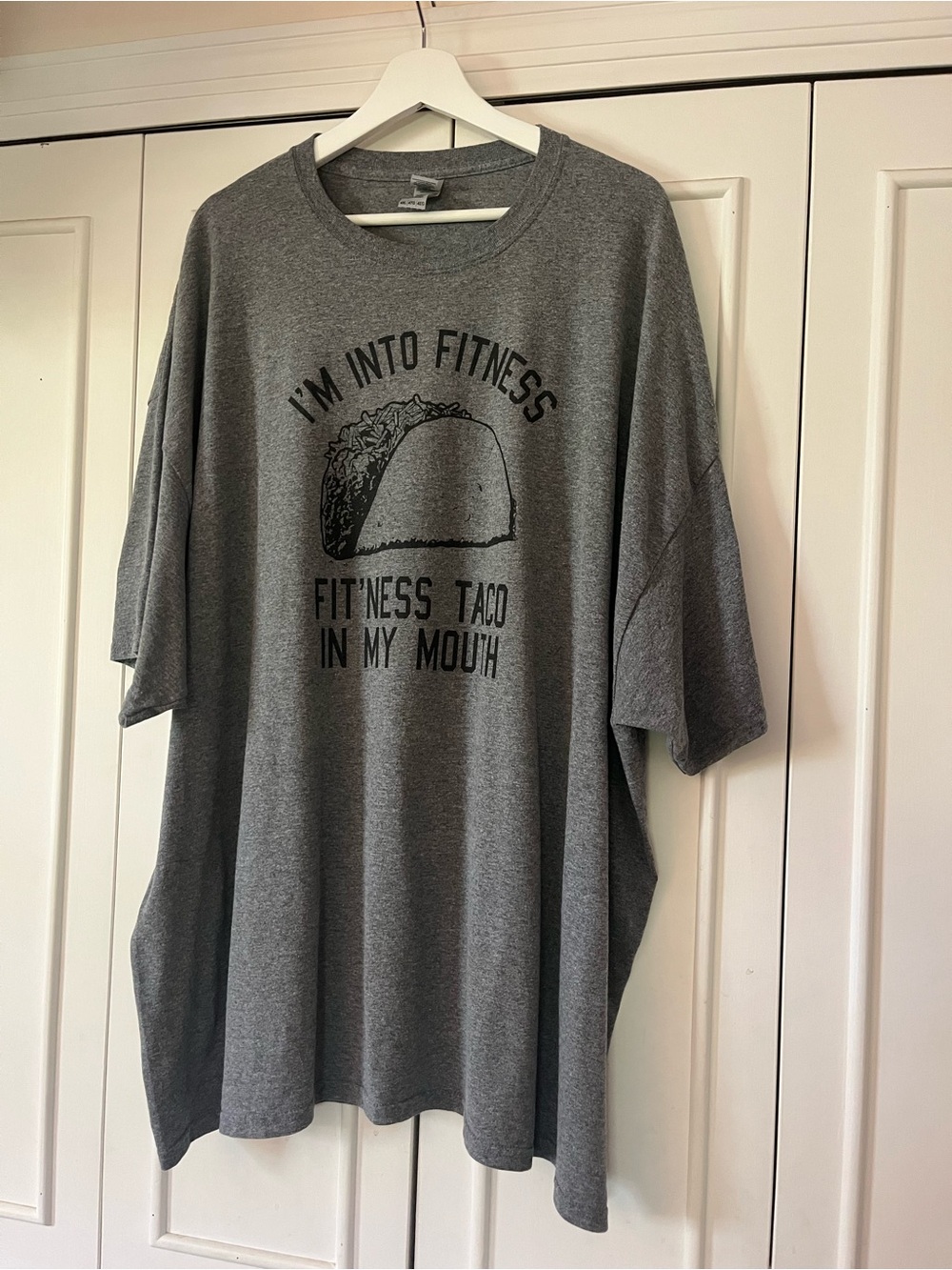 Grey Graphic Tee - I'm Into Fitness Taco In My Mouth Design